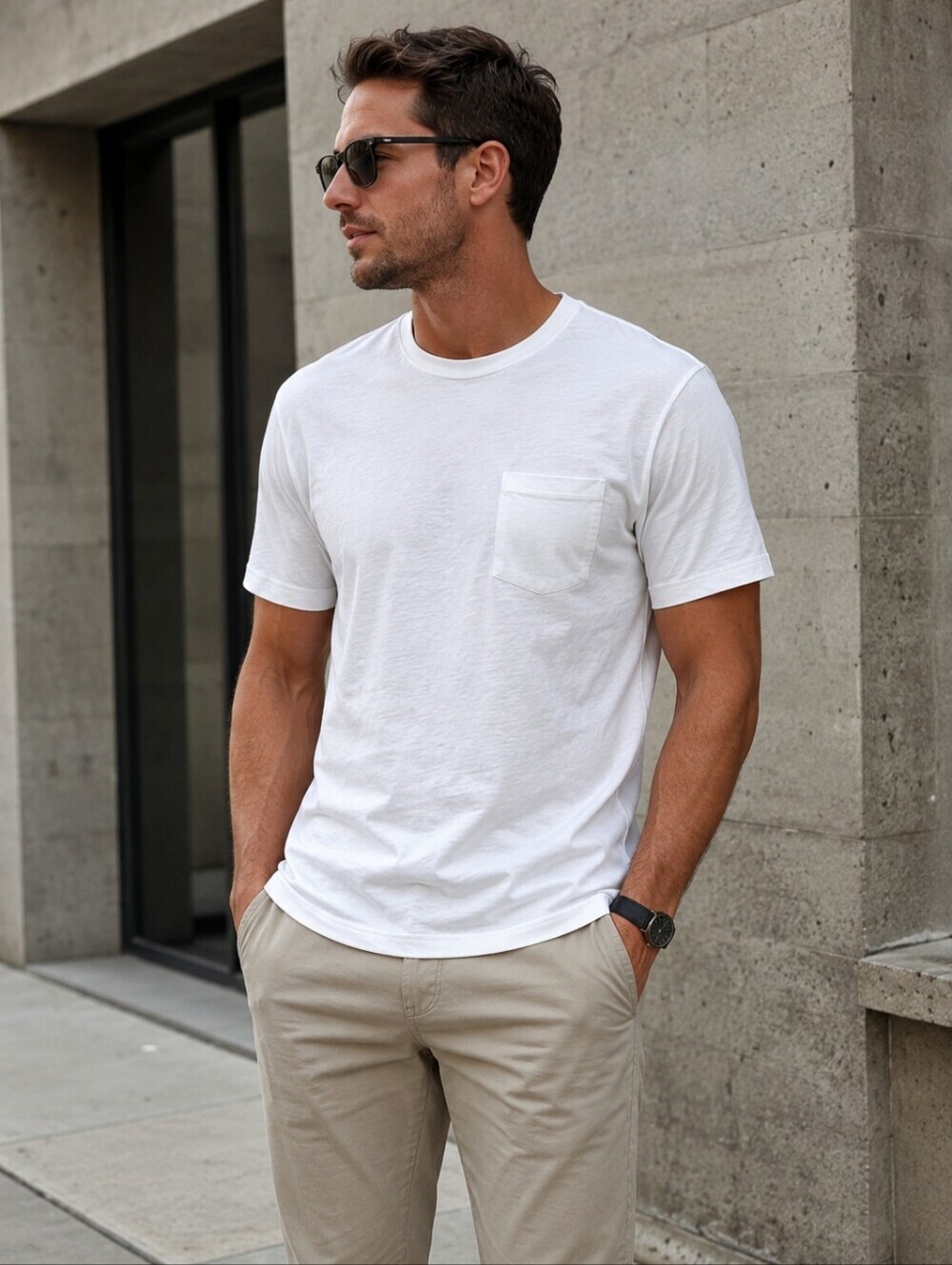 VRST Men's Small Essential Pocket Tee - Pure White Everyday Casual Streetwear